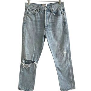AGOLDE Riley Straight Leg Crop Button Fly Jeans Sz 28 High Rise Granola grunge